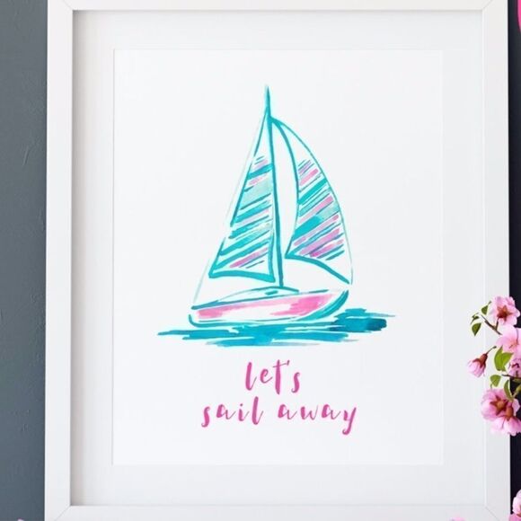Let's Sail Away Sailboat Print - Picture 1 of 3